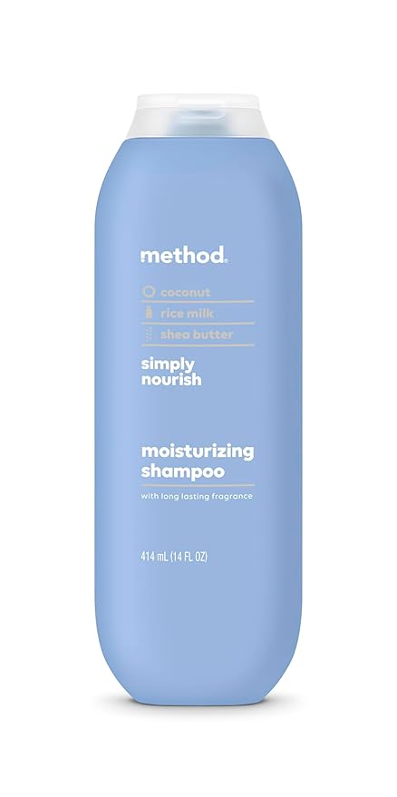 Method Moisturizing Shampoo, Simply Nourish with Shea Butter, Coconut, and Rice Milk Scent Notes, Paraben and Sulfate Free, 14 oz (Pack of 1)