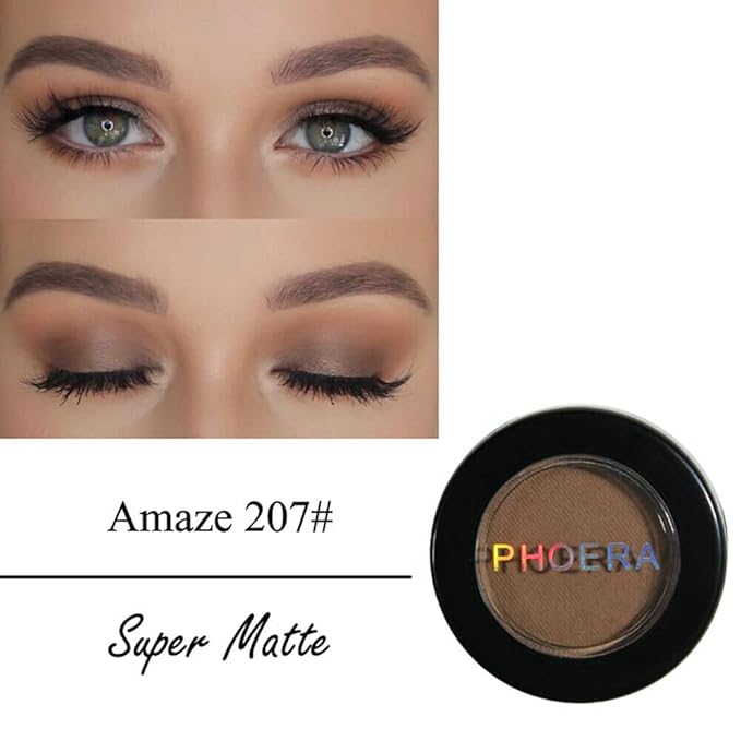 Phoera AQUAPURITY Waterproof Long Lasting Matte Eyeshadow Palette in 12 Pigment Color Face Powder Eye Shadow Cosmetic Cream Makeup Cosmetic (207 AMAZE)