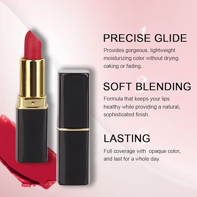 evpct 3Pcs Red Matte Lipstick Set for Older Women Long Lasting, Dark Light Bright Ruby Berry Red Matte Velvet Long Lasting Lipstick Waterproof Smudge Proof 24 Hours Original Lip Stick Stain Makeup Kit