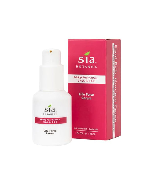 Sia Botanics Life Force Face Serum (30ml/1oz Porcelain Bottle) | Prickly Pear, Aloe Vera, Orange Blossom | Natural Botanical Skincare