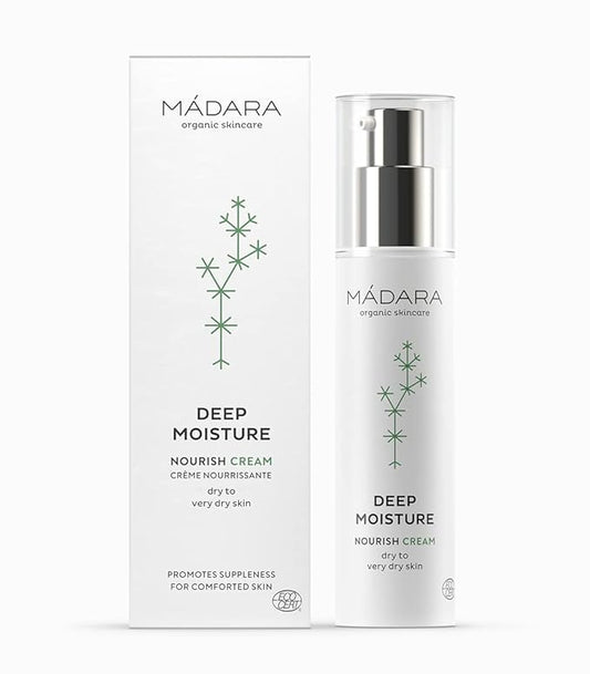 MÁDARA Organic Skincare | Deep Moisture Nourish Cream - 1.7oz Soothing and ultra-hydrating moisturiser for dry skin, With hyaluronic acid and nutrient-rich plant extracts, Vegan, Ecocert certified