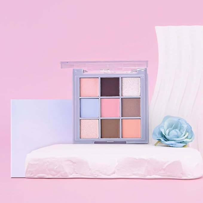 Pink Brown Matte Shimmer Eye Shadow Palette for Eye Makeup, High Pigmented Neutral Nude Silver Shadow Primers Powder Palet de sombras de ojos for Long Lasting Naturing-Looking