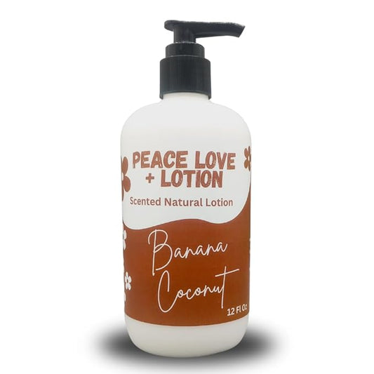 Peace Love + Lotion Banana Coconut Scented Natural Body Lotion, 12 Oz