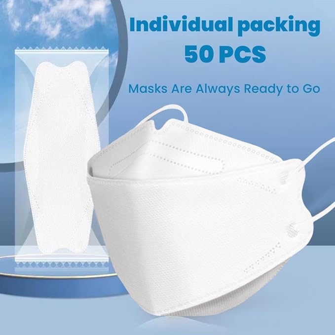 50 PCS KF94 Face Masks Blushpink-4Ply Breathable 3D Face Mask for Adult-Blushpink