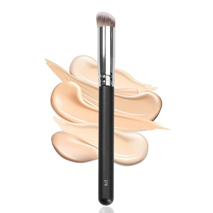 Concealer Brush, Dense Mini Angled Kabuki Brush for Blending Under Eye Concealer, Detailed Nose Contour, Setting Powder, Foundation and Eyeshadow (270)