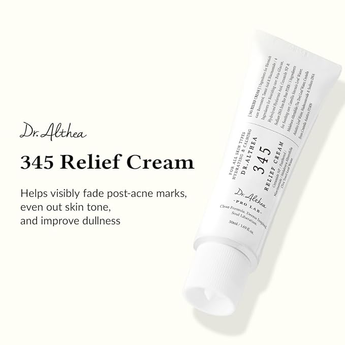 Dr.Althea 345 Relief Cream | Moisturizer for Soothing Recovery and Blemish Care with Tea Tree Leaf Water & Niacinamide | Korean Vegan Skin Care for All Skin Types, 1.69 Fl Oz (Ver.2 - Pack of 1)