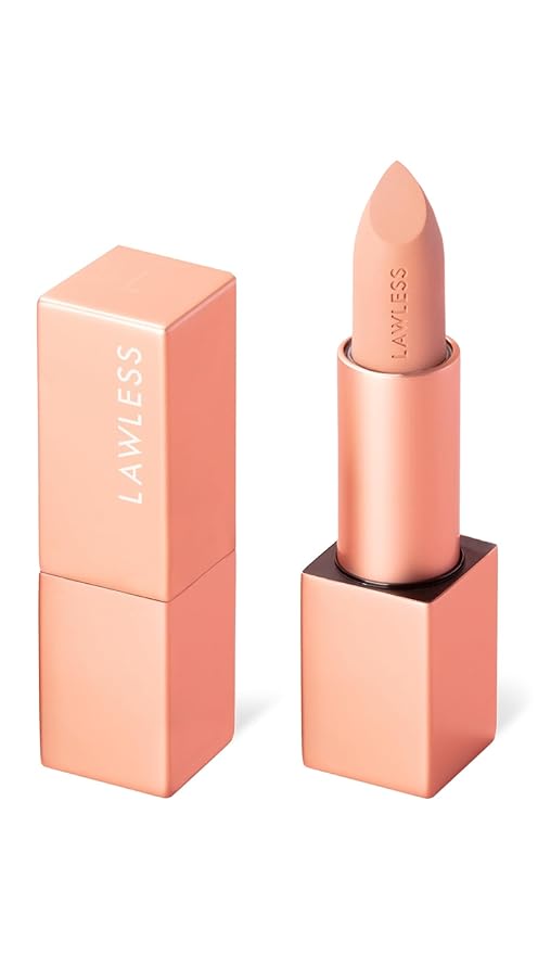 Lawless Women's Forget the Filler Lip-Plumping Line-Smoothing Satin Cream Lipstick, Platinum, Pink, 0.1 Ounce