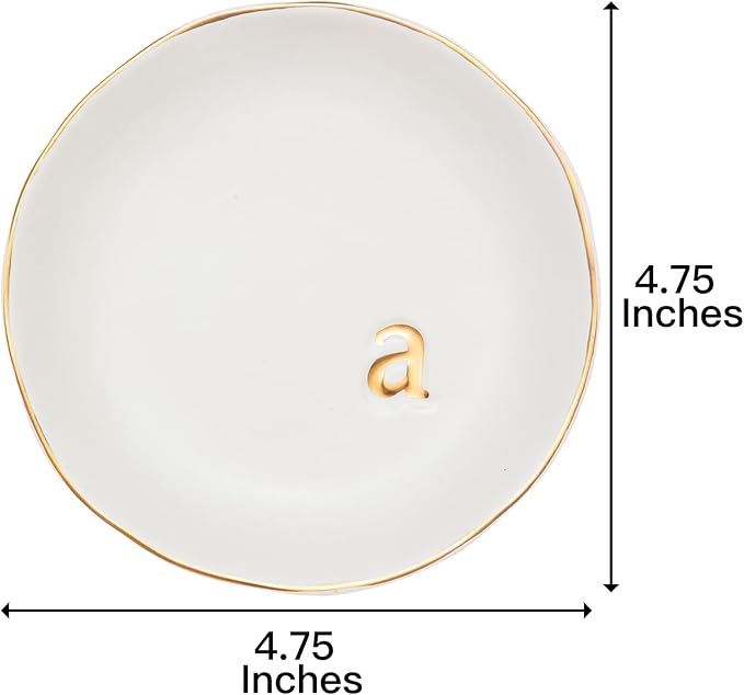 COLLECTIVE HOME - Ceramic Jewelry Tray, Decorative Trinket Dish for Rings Earrings Necklaces Bracelet Watch Keys, Birthday Mother's Day Christmas Gift for Women, 4.75", White Surface (A)
