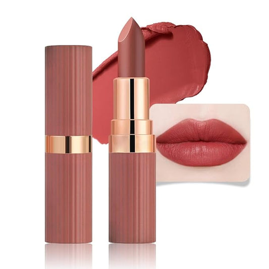 Rose Red Lip Stick,Matte Cream Lipstick Set for Women,Long Lasting Waterproof Smudge Proof Velvet lipsticks Crayon,Lip Makeup Kit Travel Size,Vegan & Cruelty-free (Pack of 1)