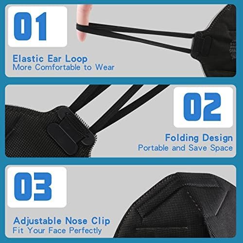 NIOSH Approved N95 Mask Particulate Respirators, N95 Face Masks 10 Pack, Individually Wrapped, Universal Fit，Black