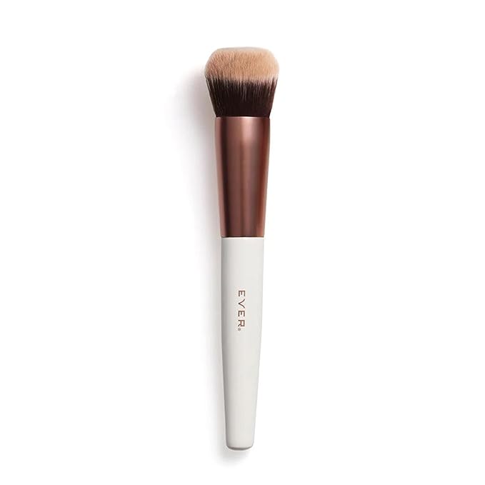 EVER Foundation Brush – Professional Contoured Face Makeup Brush for Liquid & Powder Foundation, Vegan Synthetic Bristles, Cruelty-Free