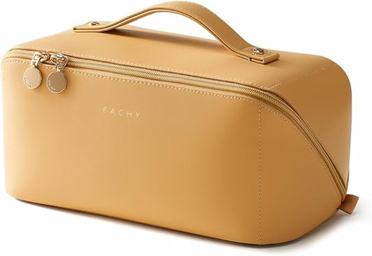 EACHY Travel Makeup Bag,Large Capacity Cosmetic Bags for Women,Waterproof Portable Pouch Open Flat Toiletry Bag Pattern Makeup Bag