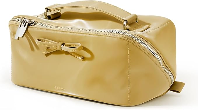 EACHY Travel Makeup Bag,Large Capacity Cosmetic Bags for Women,Waterproof Portable Pouch Open Flat Toiletry Bag Pattern Makeup Bag