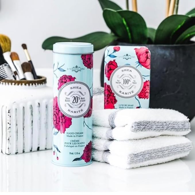 La Chatelaine Shea Butter Hand Cream, Made in France, Natural and Organic Ingredients, 70ml / 2.3 oz, Gift Tin, Sweet Almond