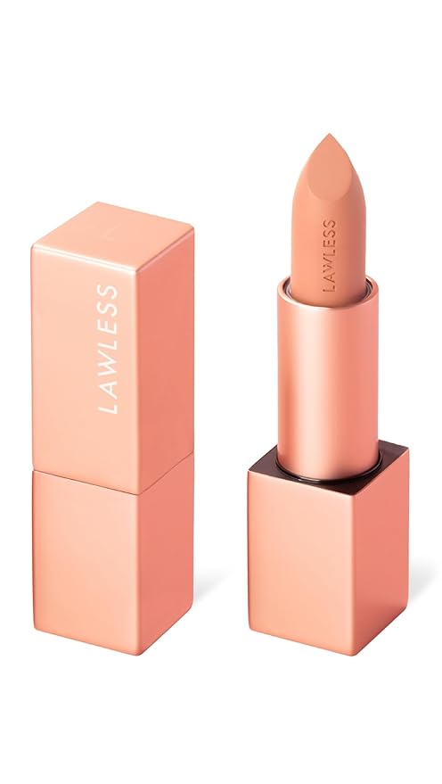 Lawless Forget the Filler Lip-Plumping Line Smoothing Satin Cream Lipstick, Annie, Orange, 0.1 Ounce