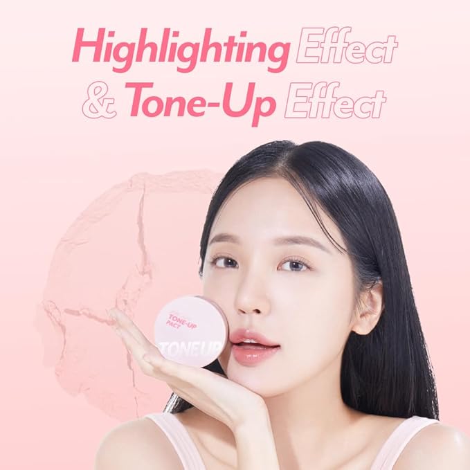I'M MEME Compact - Tone-up Pact | Korean Pressed Setting Powder for Pink Blur Effect, with Calamine, Makeup Powder Foundation, Translucent Compact, Finishing Powder, Oil Control Face Powder, 0.35 Oz
