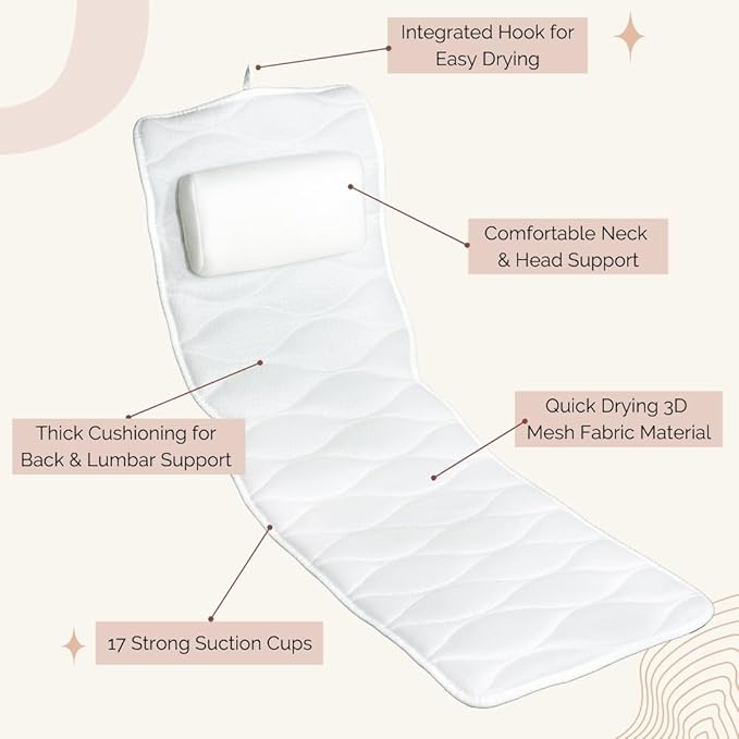 Bathtub Tray and Full Body Bath Pillow Set - Foldable Bath Tray for Tub and Full Body Bath Cushion for Ultimate Relaxation - Perfect Self Care Gift, Bath Accessories for Women, Spa Gifts for Women.
