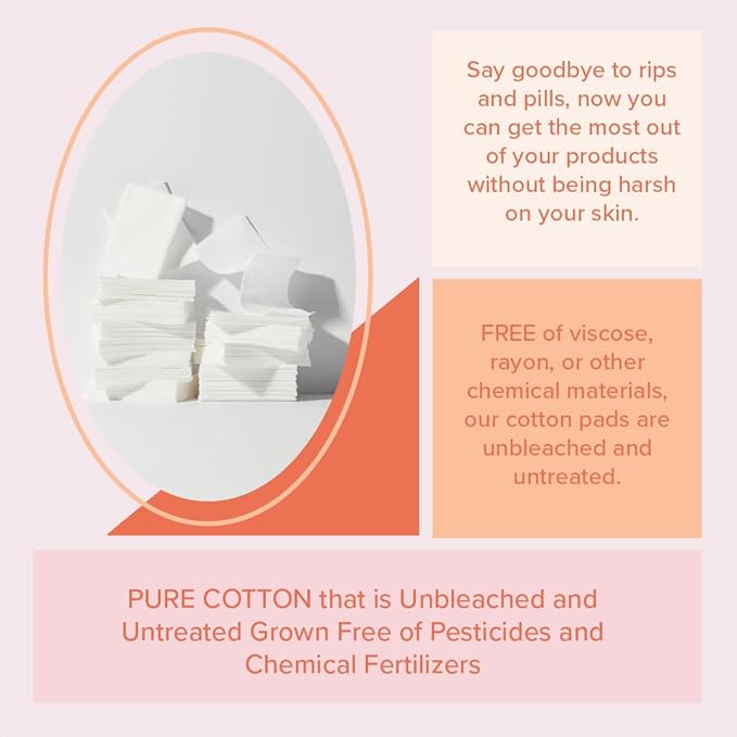 White Rabbit - Naked Cotton Classic - Premium Facial Cotton Pads - for Makeup Remover, Toner, Mask - 100% Cotton, Unbleached, Lint-Free - Extra Soft & Durable - Natural & Cruelty-Free - 100 Count