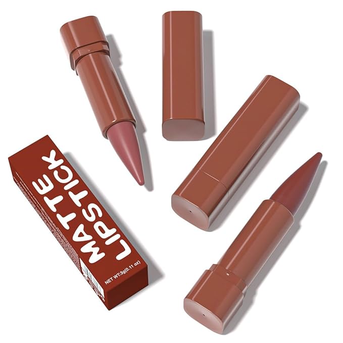 BINGBRUSH 2-in-1 Gradient Lip Liner & Lipstick Combo,2Pcs Matte Longwear Waterproof Lip Pencil with Cone Tip,Smudge Proof Crayon for Flawless Ombre Contour,Women's Long Lasting Makeup Set(02#&03)