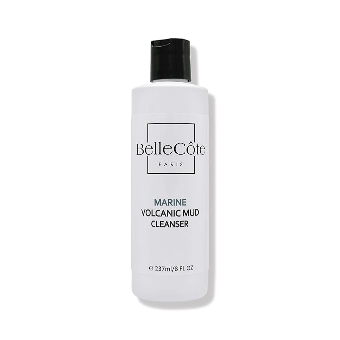 BelleCôte Paris Marine Volcanic Mud Face Cleanser - Detoxifying Clay Oily & Combination Skin, Pore Reduction and Acne | Ideal Face Cleanser for Men & Women Especially After a Vigorous Workout