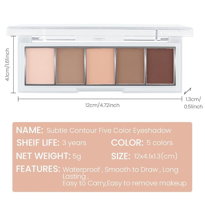 AMY'S DIARY Neutral Nude Brown Eyeshadow Palette Makeup, 5 Colors Cool-Toned Velvety Matte Finish, Nude Taupe Eye Shadows, for Brown Eyes Long Lasting Naturing-Looking (#01)