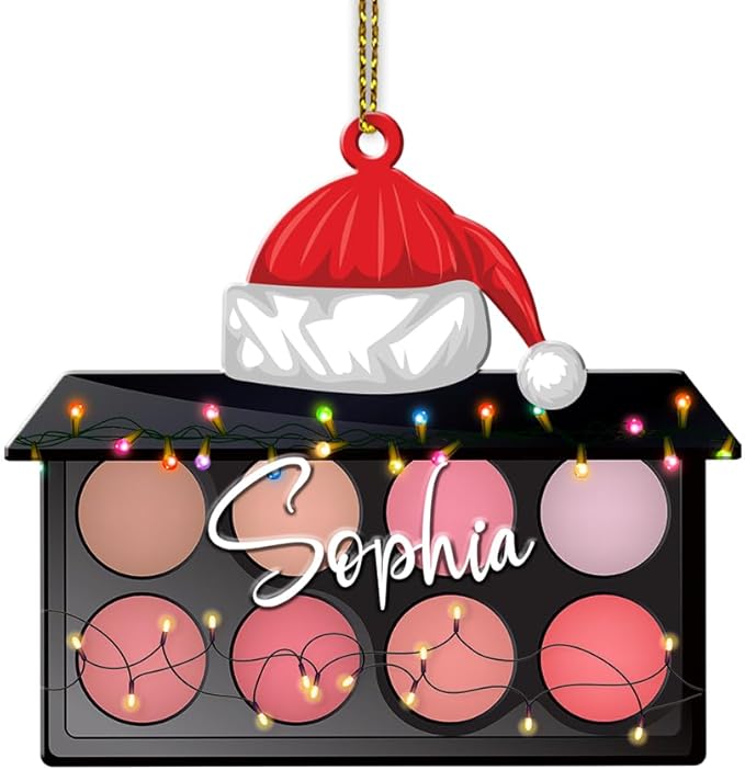 Personalized Name Comestic Shape Flat Ornament Makeup Ornament Girl Makeup Artist Christmas Ornament Makeup Stylist Ornament 93
