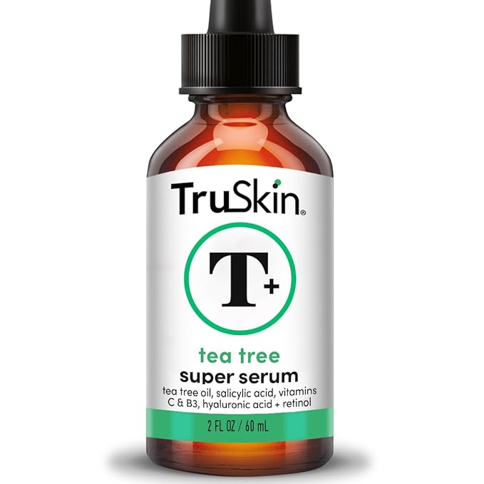 TruSkin Tea Tree Oil Acne Treatment for Face – Acne Serum – Improve the Appearance of Pores, Skin Tone for Smooth, Glowing Skin with Salicylic Acid, Vitamin C, Niacinamide & Retinol, 2 OZ