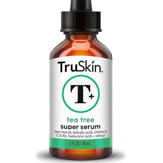 TruSkin Tea Tree Oil Acne Treatment for Face – Acne Serum – Improve the Appearance of Pores, Skin Tone for Smooth, Glowing Skin with Salicylic Acid, Vitamin C, Niacinamide & Retinol, 2 OZ