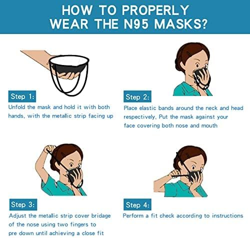 NIOSH Approved N95 Mask Particulate Respirators, N95 Face Masks 10 Pack, Individually Wrapped, Universal Fit，Black