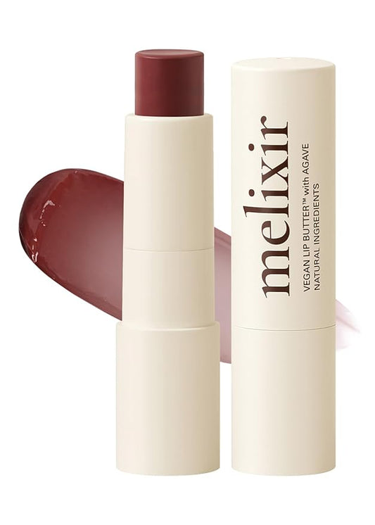 Melixir Vegan Lip Butter #18 Vintage Lust, Hydrating Tinted Lip Balm Stick, Bee-Free, Petrolatum-Free, Plant-Based With Shea Butter, Nourishing Care for Dry, Chapped Lips, Natural Finish