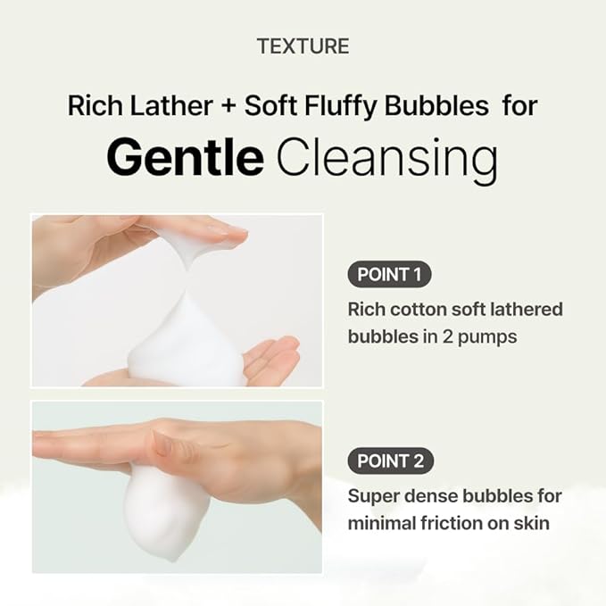 MENOKIN Cotton Cloud Bubble Cleanser [Daily Comfort] Betaine for Lasting Hydration, Low pH for Sensitive skin, Non-Stripping, Daily Gentle Face Wash, Foaming bubbles, Korean Skincare 5.07 fl. oz
