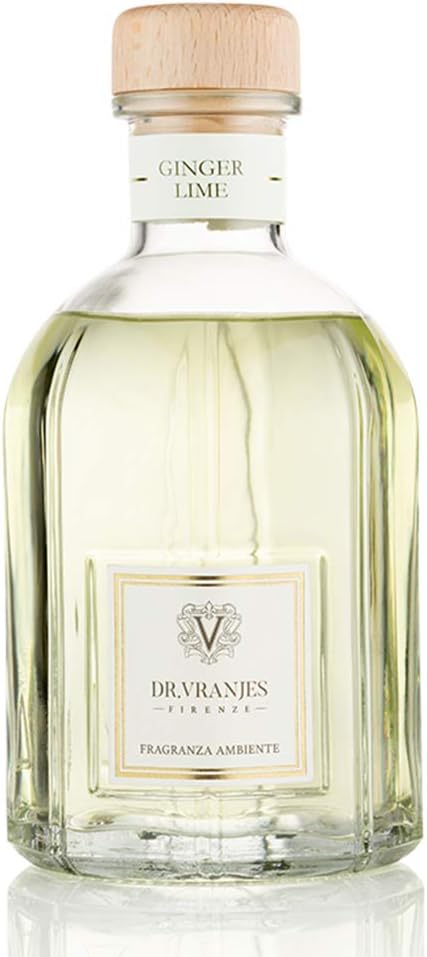 Dr. Vranjes - Ginger Lime 250 ml Diffuser + Double Pack of White Sticks (3 Pieces Bundle)- Luxury Home Fragrance, Made in Italy, Main Scent: Fruity, Olfactory Pyramid: Lime, Ginger, White Pepper.