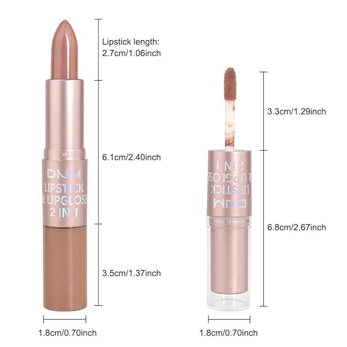evpct 2 in 1 Nude Brown Glitter Metallic Shimmer Diamond Lipstick and Lip Gloss Set for Women Long Lasting Waterproof, Bronze Gold Sparkle Glitter Shiny Lipstick and Lip Liner Makeup Set, 03#