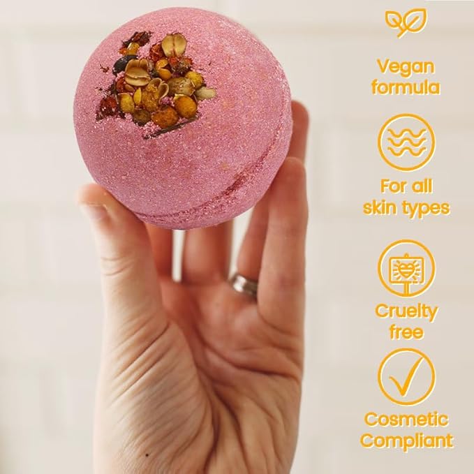 Bath Bombs for Women Spa Gift Set with Silk Tree Flower Essential Oils Sea Salt Moisturizing Relaxing Birthday Gift for Her Bubble Bath Skincare Relaxation Aromatherapy Gifts 1 Pack