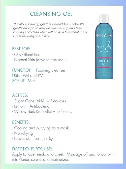 Foaming Cleansing Gel – Non-Greasy Exfoliating Cleanser for Oily & Blemished Skin, Silky Smooth, All Skin Types 2 oz