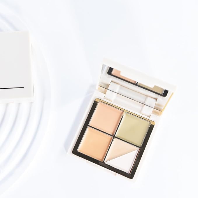 5 Colors Pot Concealer Full Coverage kit with Brush for Older Women, Under Eye Color Corrector Tri Color Concealer Palette for Dark Circles Mature Skin Makeup, Waterproof Foundation Color Corrector, 2