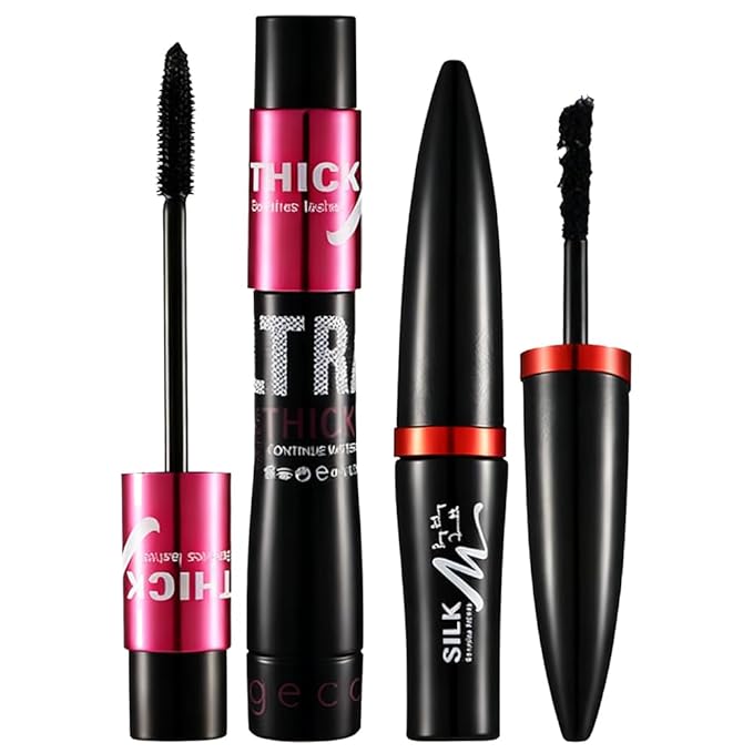 Gecom Black Lash Extending & Volumizing Mascara Set - Black Mascara for Instant Length, Volume & Curl - Waterproof, Smudge-Proof & Up To 18H Wear