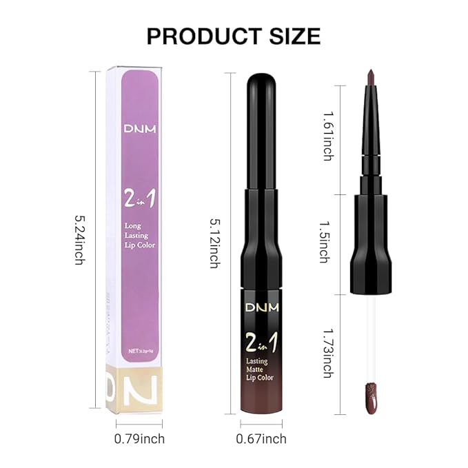 evpct 1Pcs Dark Deep Brown Chocolate Matte Lip Liner and Liquid Lipstick Stain Makeup Set for women, Long Lasting Smudge Proof Lipstick labiales matte mate larga duracion listip 24 hours originales,04
