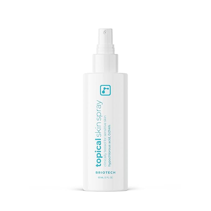 BRIOTECH Topical Skin Spray, Hypochlorous Acid Spray for Sensitive Skin, HOCl Facial Mist, Full Body Support Against Irritation, Calm Redness, Soothe Foot & Scalp, 2 oz Travel Size
