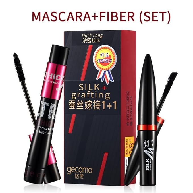 Gecom Black Lash Extending & Volumizing Mascara Set - Black Mascara for Instant Length, Volume & Curl - Waterproof, Smudge-Proof & Up To 18H Wear