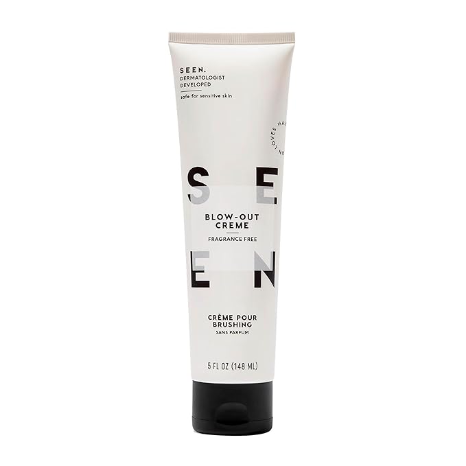 SEEN Blow-Out Creme, Fragrance Free - Non-Comedogenic & Sulfate-Free Blow Out Hair Cream- Reduces Frizz- Heat Protectant- Safe for Sensitive, Eczema & Acne Prone Skin