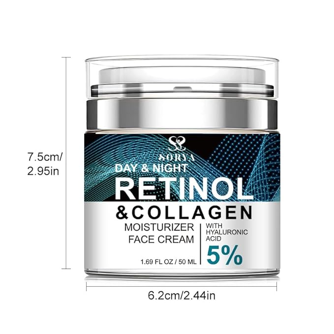 SORYA Skin Care Retinol Facial Moisturizer Hydrating with Hyaluronic Acid, Skincare Face Cream to Reduce Wrinkles Powerful Day and Night Anti-Aging Cream