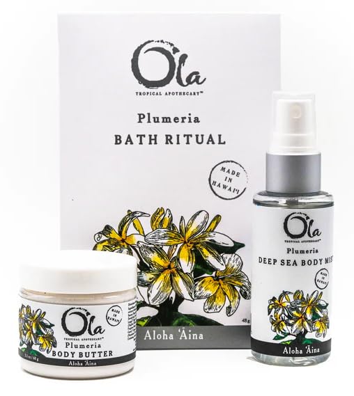 Ola Tropical Apothecary Plumeria Gift Set - Body Butter, Deep Sea Mist, and Bath Ritual