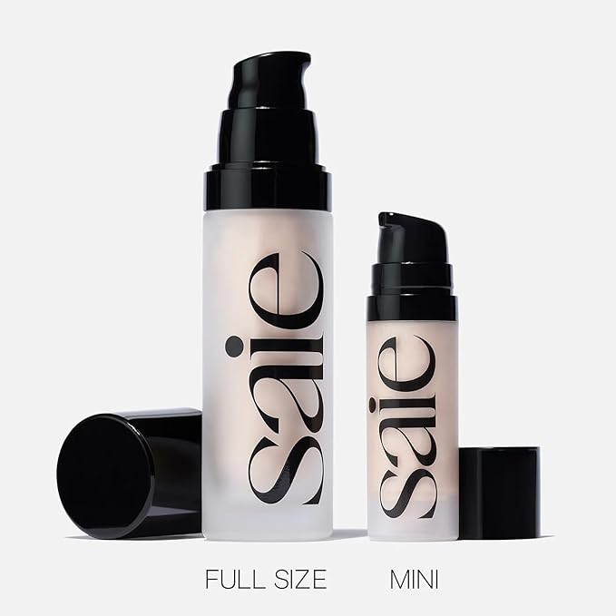Saie Mini Glowy Super Gel - Hydrating Makeup Primer and Illuminating Glow Serum Enriched with Vitamin C and Squalane Oil - All-Over Liquid Highlighter Makeup for Instant Glass Skin - Starglow (0.5 oz)