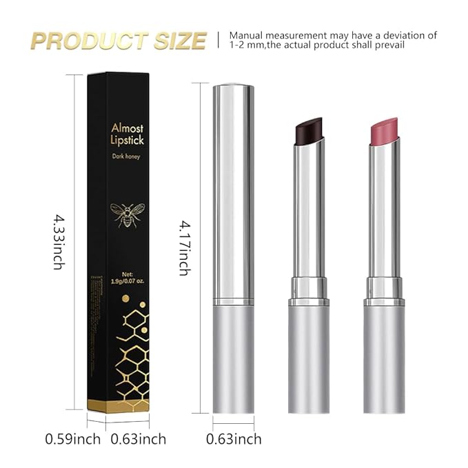 2Pcs Honey Lipstick Tinted Lip Balm, Sheer Hydrating Lip Stain for All Skin Tones, Natural Lightweight Lips Gloss Makeup for Women, Vegan & Cruelty-Free (Black & Pink)