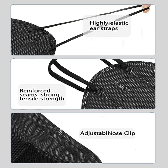 50pcs KN95 Face Mask 5 Layer Cup Dust Safety Masks Filter Efficiency≥95% Breathable Elastic Ear Loops Masks