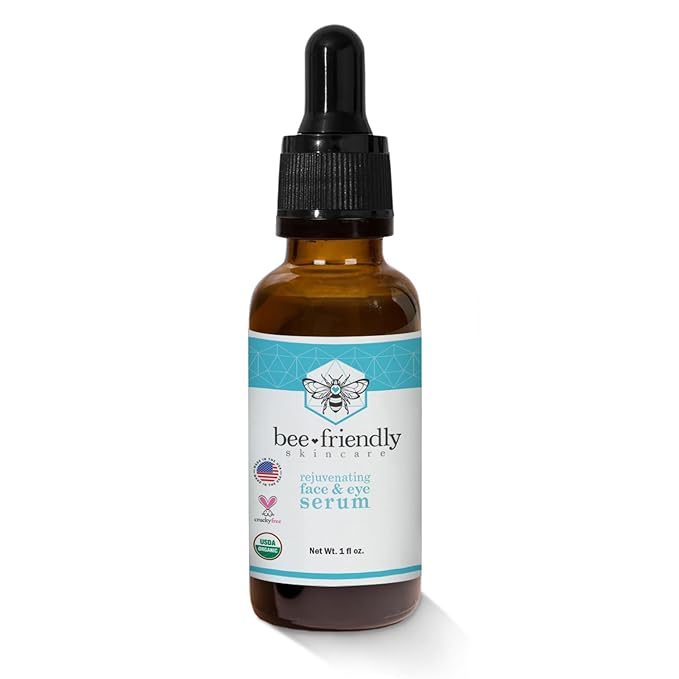 Organic Face & Eye Serum By BeeFriendly, Deep Hydration, Nourishes, Tightens, and Firms Facial Skin, and Lifts Facial Skin USDA Certified & All Natural Serum for Face, Women or Men, 1 oz