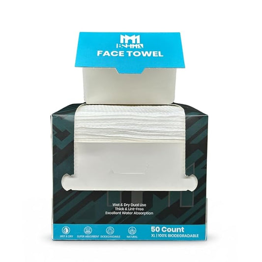 Clean Face Towels - Extra Soft 100% Dry Cotton Face Wipes, Disposable Face Towels, Dry Face Towelettes for Makeup Removal, Biodegradable Wipes, Single - Use Towels, 50 CT
