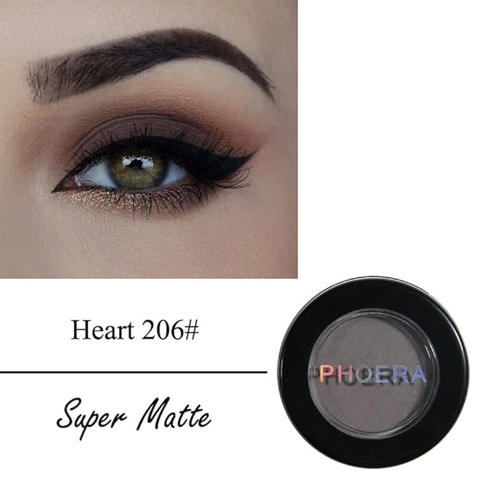 Phoera AQUAPURITY Waterproof Long Lasting Matte Eyeshadow Palette in 12 Pigment Color Face Powder Eye Shadow Cosmetic Cream Makeup Cosmetic (206 HEART)