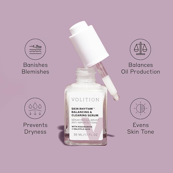 Volition Beauty Skin Rhythm Balancing & Cleaning Serum with Niacinamide + Salicylic Acid | Acne & Blemish Treatment | Helps Even Skin Tone, Fade Dark Spots, Reduce Acne Scars